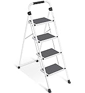 KINGRACK Step Ladder 4 Step Folding Step Stool for Adults with Handrails Heavy Duty Steel Sturdy