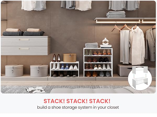 stackable white shoe organizer
