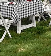 misaya Rectangle Waterproof Vinyl Table Cloth, Buffalo Flannel Backed Tablecloth, Wipeable Plasti...