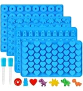 Puyeipt 4 PCS Silicone Gummy Candy Molds, 201 Cavities Non-Stick Mini Size Gummy Bear, Dinosaur, ...