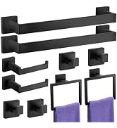 10-Piece Black Bathroom Accessories Set - 304 Stainless Steel Towel Racks for Bathroom - Include ...