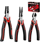 HAUTMEC 3PCS High Leverage Plier Set Multi Pliers Tool Set with 8" Needle Nose Pliers,8" Linesman...