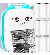 Cyeelves Mini Printer Portable, Pocket Thermal with 6 Rolls Paper Compatible iOS Android, Bluetoo...