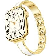 Newlibery Gold Slim Watch Bands for Women Compatible with Apple Watch 38mm 40mm 41mm 42mm (S10/11...