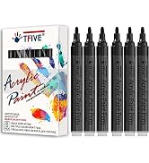 Black Acrylic Paint Marker Pens - 2-3mm Medium Tip, 6 Pack Permanent Black Water Based Paint Pen ...