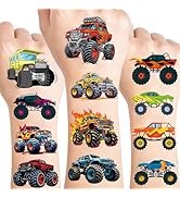 2in x 2in 100 Pcs Monster Truck Temporary Tattoos for Kids, Car Themed Birthday Decorations, Part...