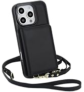 uCOLOR Case for iPhone 16 Pro Wallet Case for Women,Crossbody Zipper Purse with Shoulder Wristlet...