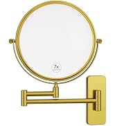 Nicesail Brass Make up Mirror Wall Mounted,1X and 7X Double-Sided Magnifying Mirror Brass Vanity ...