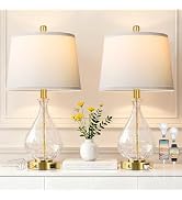 QiMH Glass Table Lamps for Living Room, Bedside Lamps Set of 2 with USB A+C Charging Ports, 3 Way...
