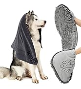 HOMEIDEAS 2 Pack Dog Towels Set, Chenille and Microfiber, Super Absorbent Soft Bath Shammy Towel ...
