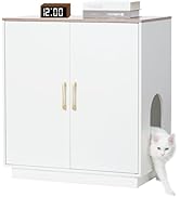 Gitelsnour Litter Box Enclosure, 30.9'' High Large Litter Box Furniture, Modern Cat Litter Box En...