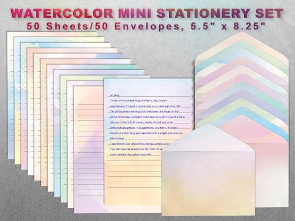 Watercolor mini Stationery Set Premium