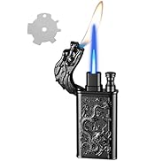 Torch Lighter, Relief Dragon Design Magic Dual Flame Lighter with Adjusting FlameTool, Cool Windp...