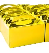 TIMESEEK 30-Pack Metallic Gold Gable Treat Boxes with Handles, 6" Pop-Up Party Favor Gift Boxes f...