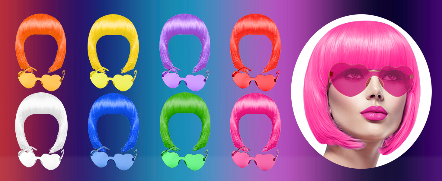 Party Wigs and Sunglass Set