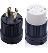 Muelnmey Locking Plug&Connector NEMA L14-30P&L14-30C Set , Generator Twist Lock with Extension Co...