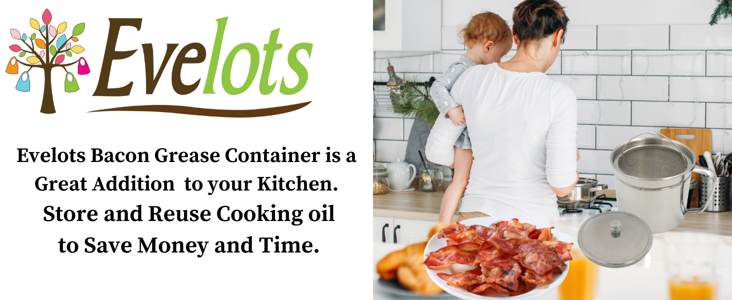 Evelots Bacon Grease Container