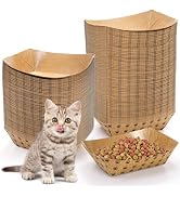 SOUJOY 100 Pack Disposable Pets Feeding Bowls, 2 lb Paper Travel Cat Food Bowl, Boat Foot Print D...