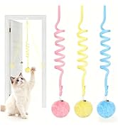 Glirops 3 Pcs Hanging Fluffy Cat Catnip Ball Toys - Stretchable Interactive Cat Toy with Bell for...