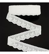 FINGERINSPIRE 15 Yards Bowknot Eyelet Lace Ribbon 1-5/8 inch Wide White Cotton Bowknot Ruffle Lac...
