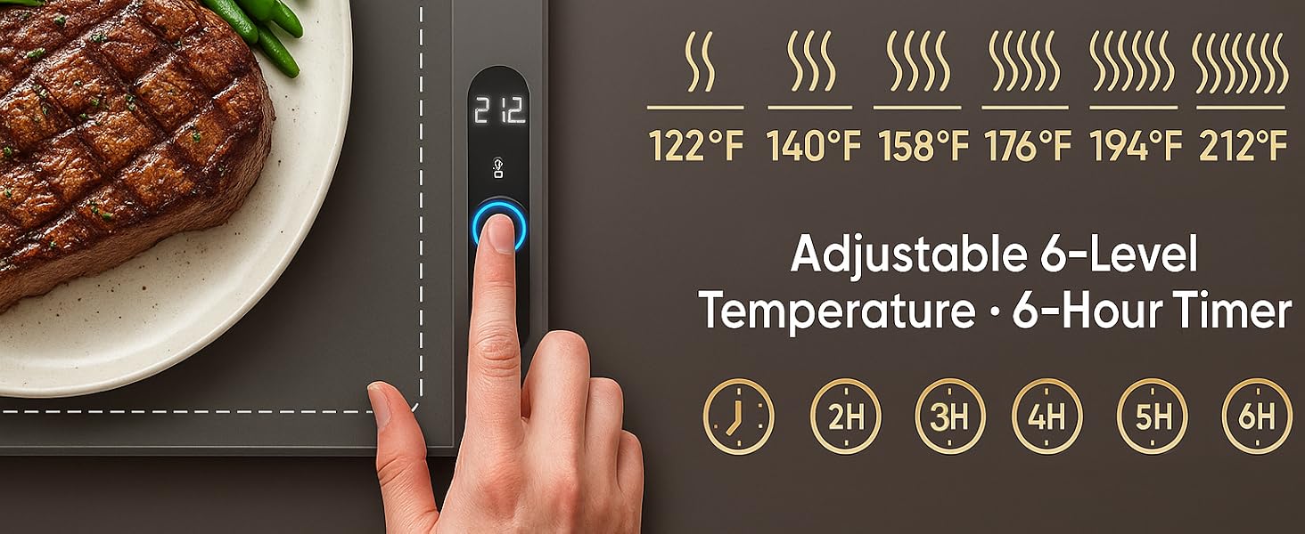 6 timer 6 hours adjustable food warming mat