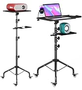 DECOSIS Projector Stand on Wheels with 2 Shelves, Laptop Tripod Stand Height Adjustable with Goos...