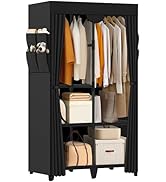 Jofuler Wardrobe Closet, Quick and Easy Assembly, Black Portable Closet with 2 Hanging Rods 4 Sto...