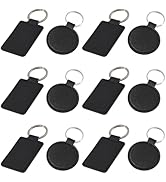 CALFOVERA 12PCS 2 Styles PU Leather Keychain Blanks Rectangular Round Leather Key Fob Kit Blank K...