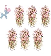 UV Resistant Hanging Artificial Morning Glory Vine Flowers for Outdoors, White Faux Flowers for O...