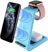 Wireless Charging Station, 3 in 1 Fast Wireless Charger Stand Dock Compatible with iPhone 13/13 P...