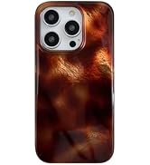 Reezaddin Glitter Vintage Amber Pattern Phone Case for iPhone 16 Pro 6.3in,Retro Cheetah Leopard ...