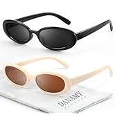 DANAMY Sunglasses Womens Retro Oval Sunglasses for Women Men Fashion Small Oval Sun Glasses 90s V...