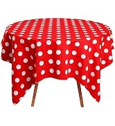 Jeloris Christmas Tablecloth Polka Dot Tablecloth, Red and White Holiday Pop Art Rectangle Wrinkl...