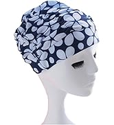 Ewanda store Colorful Pleated Nylon Cloth Swim Cap Large Swimming Cap Hot Spring Bathing Caps for...