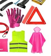 vioview Roadside Emergency Car kit for Vehicles, with 4 in 1 Inflatable Car Vacuum Cleaner, Pink ...