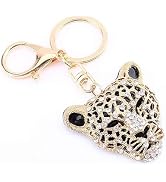 JJLFresheners Gold Leopard Bag Pendant, Leopard Charm, Gold Rhinestone Keychain Cute Cheetah Head...