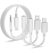 Lightning to 3.5mm Audio Adapter 2 Pack and 4ft Aux Cable Hi-Fi Lightning to Headphone Jack Adapt...