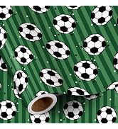RUSPEPA Soccer Wrapping Paper Roll for Boys, Mini Roll, Classic Black and White Soccer Ball Patte...