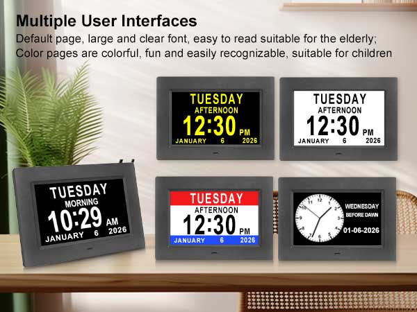 large number digital clock with AM PM for senior elderly to recognize what day of the week it is