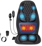 comrelax Back Massager with Heat, Massage Seat Cushion with 3D Back Support, 8 Vibrating Motors M...
