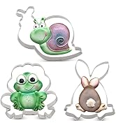 LILIAO Animal Cookie Cutter Set Kids, 3PC, Bunny, Frog and Snail Biscuit Bread Sandwich Cutters -...