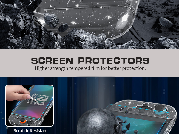 switch 2 clear glitter cover case