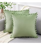 Top Finel Sage Green Throw Pillow Covers 16x16 Inch Set of 2 Soft Velvet Couch Pillow Covers Deco...