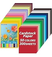 300 Pcs Colored Cardstock Bulk 50 Assorted Colors, 8.5” x 11” Cardstock Paper Construction Paper,...