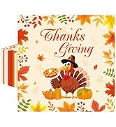 50 Pcs Thanksgiving Paper Napkins 13 x 13 Inches, Fall Turkey Disposable Luncheon Dinner Party Na...