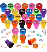 Hxezoc 24 Pieces Race Car Print Stamp, Mini Colorful Self Inking Stamps Party Favors Assorted Sta...