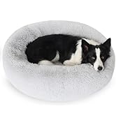 JOLLYVOGUE Dog Bed, Calming Anti-Anxiety Large Dog Bed, Fluffy Donut Cushion for Medium and Large...