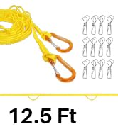 yellow clothesline 12.5 ft with 12 stainless clip