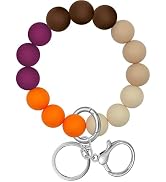 M-Plateau Wristlet Keychain, Silicone Beaded Wrist keychain with Key Ring for Women, Elastic Keyc...
