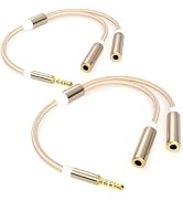 3.5mm TRRS Splitter for 2 Headphones 1FT 2-Pack, Audio & Mic, 3.5 mm Aux Jack Cable 1 in 2 out, D...